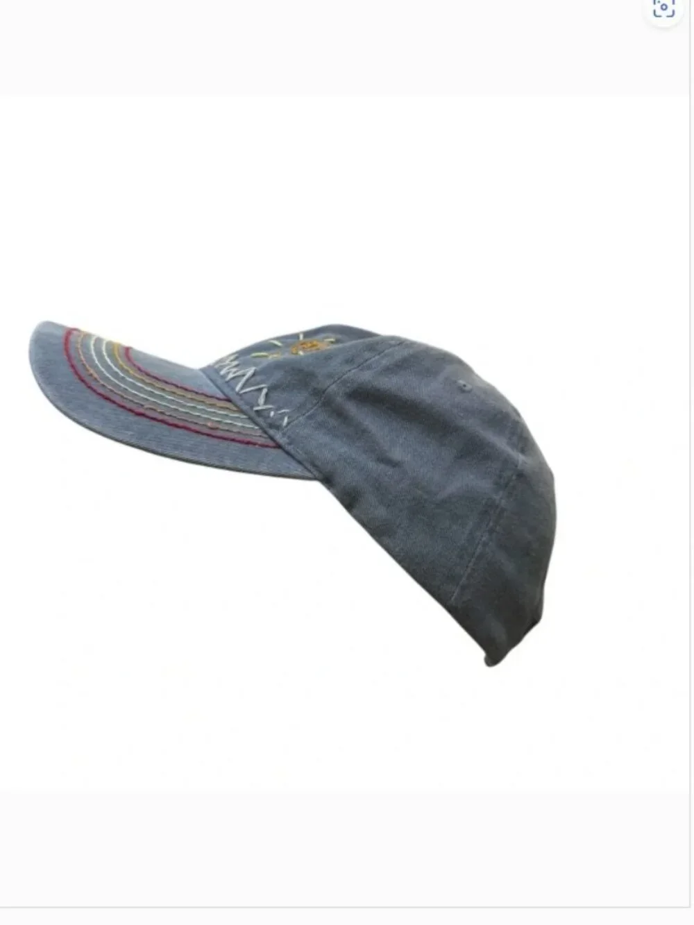 Boho Embroidered Strapback Cap Artsy artisan Nature Moiuntain Sun design